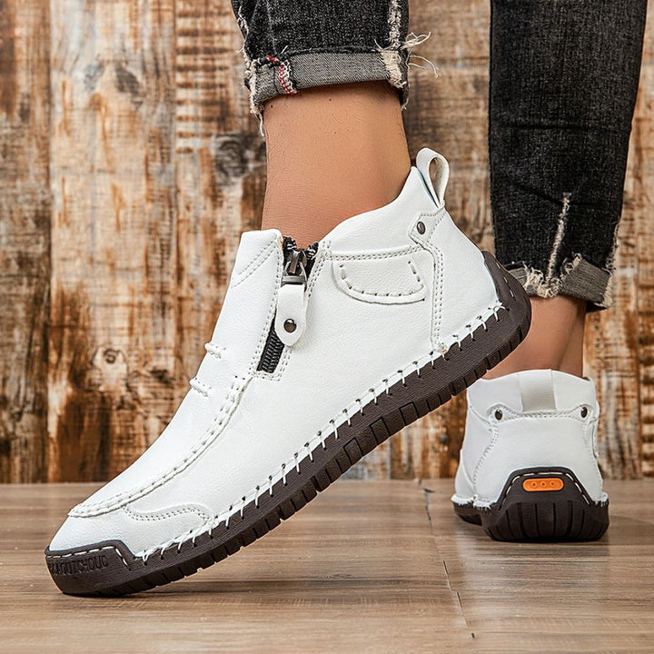 Men's supportive ankle boots with side zip. Orthopedic design ensures comfort for work, casual & walking shoes.