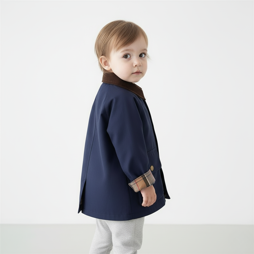 Casual boys' spring jacket. Versatile plaid cuff outerwear for stylish kids & toddlers.