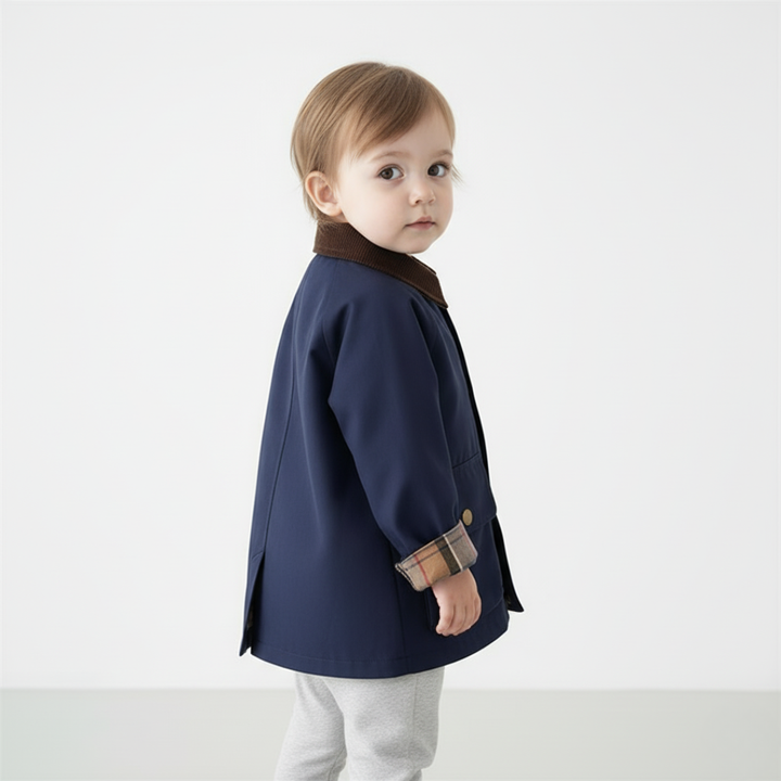 Casual boys' spring jacket. Versatile plaid cuff outerwear for stylish kids & toddlers.