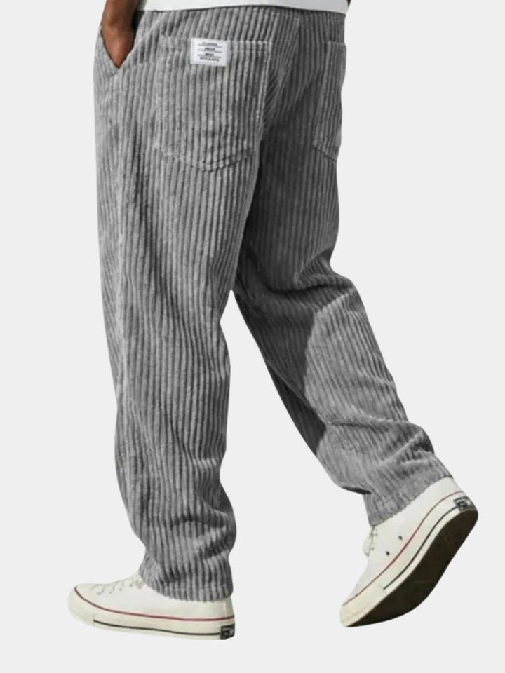 Classic men's corduroy pants with ribbed texture, straight leg, and relaxed fit for casual style.