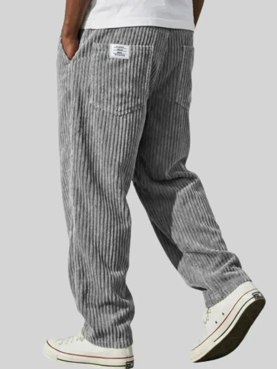Men's relaxed fit corduroy trousers for comfortable everyday wear. Classic style casual pants.