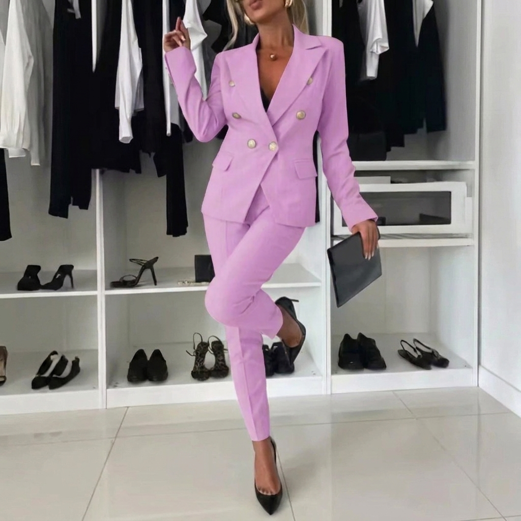 Professional women's blazer pants set, a modern two-piece business suit for formal occasions.