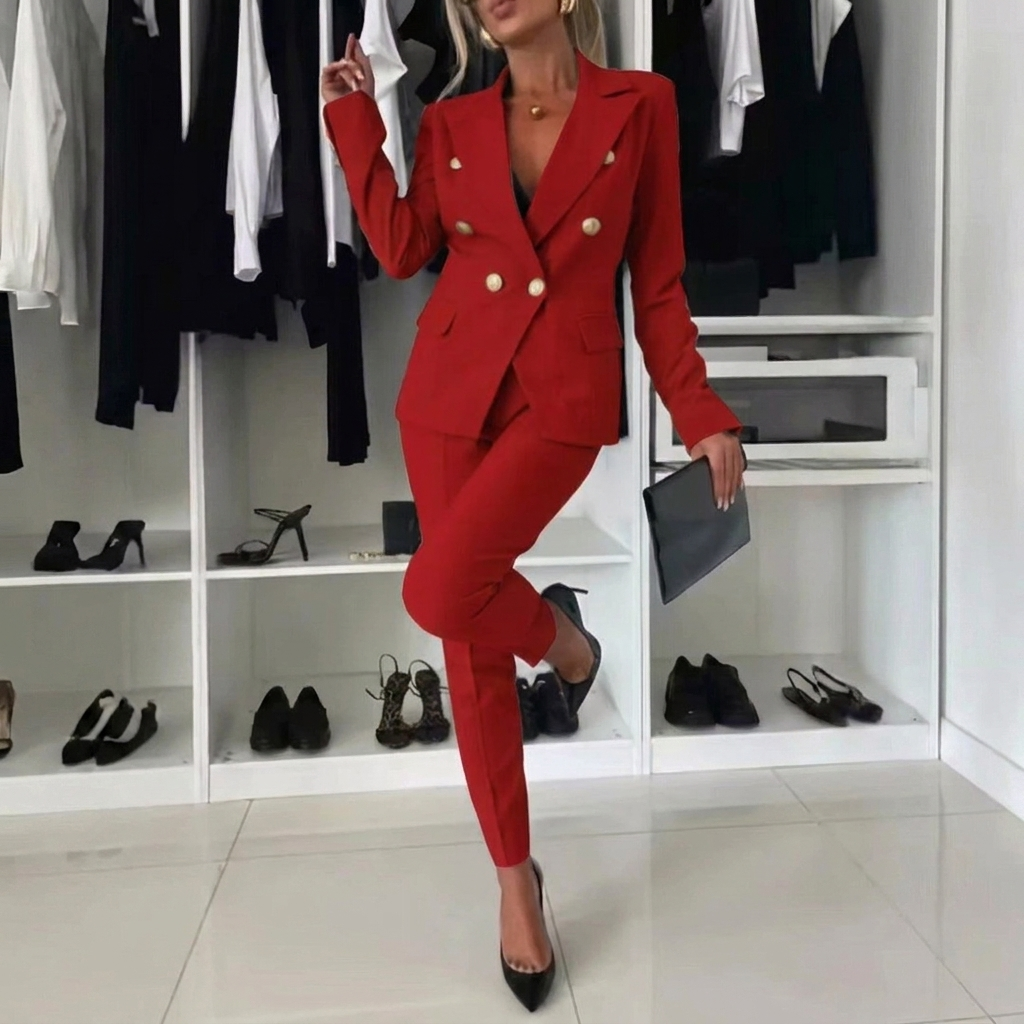Formal women's business suit set, a versatile two-piece for any professional wardrobe.