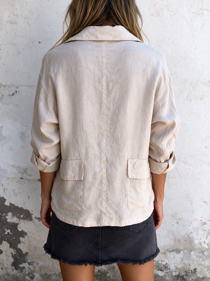 Classic women's blazer, a chic and lightweight layering top for business or casual wear.