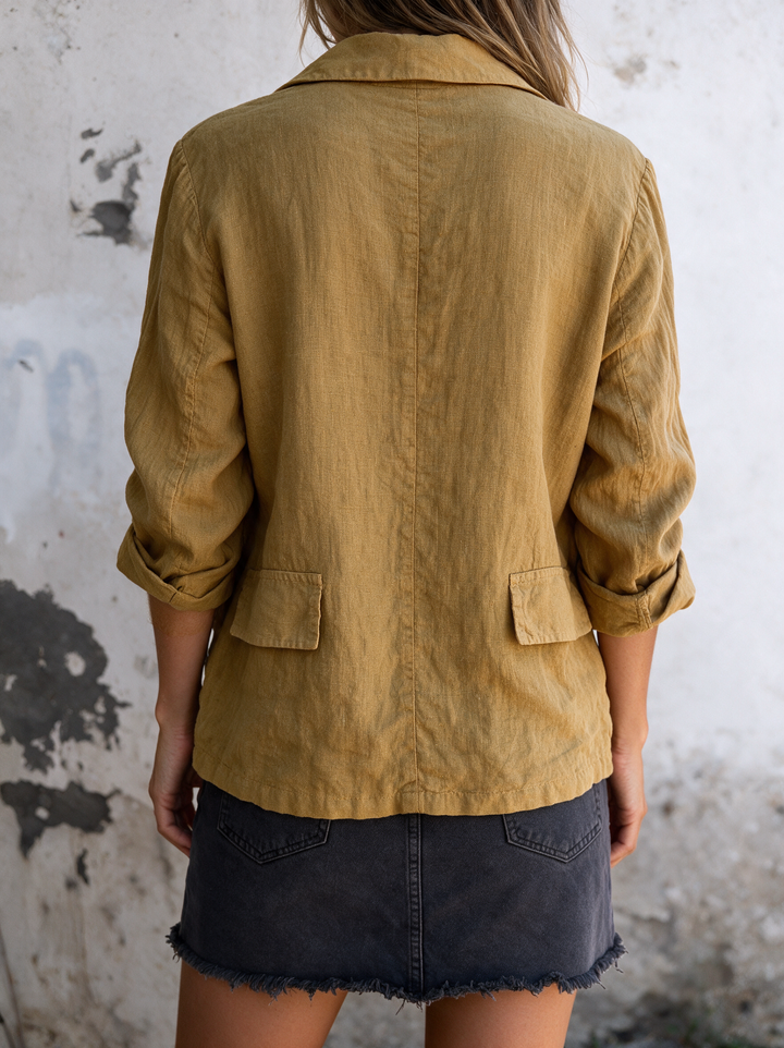 Classic design women's blazer, a versatile layering top for a sophisticated minimalist style.