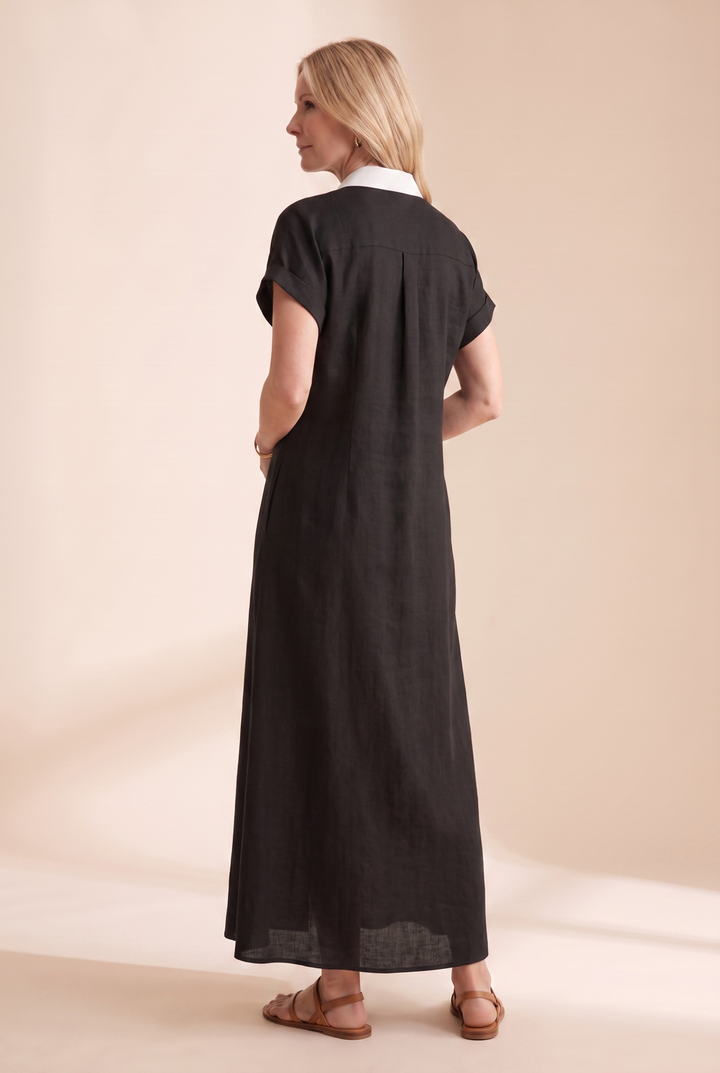 Relaxed fit women's button-front maxi dress, a comfortable and stylish summer essential for women.