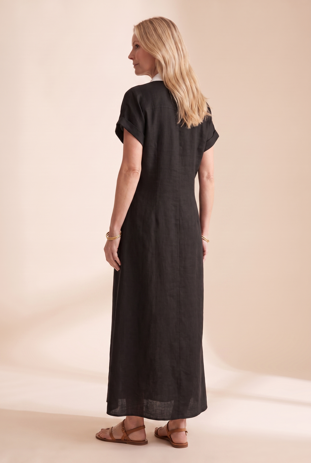 Women's short sleeve shirt dress, a relaxed button-front maxi perfect for casual summer days.