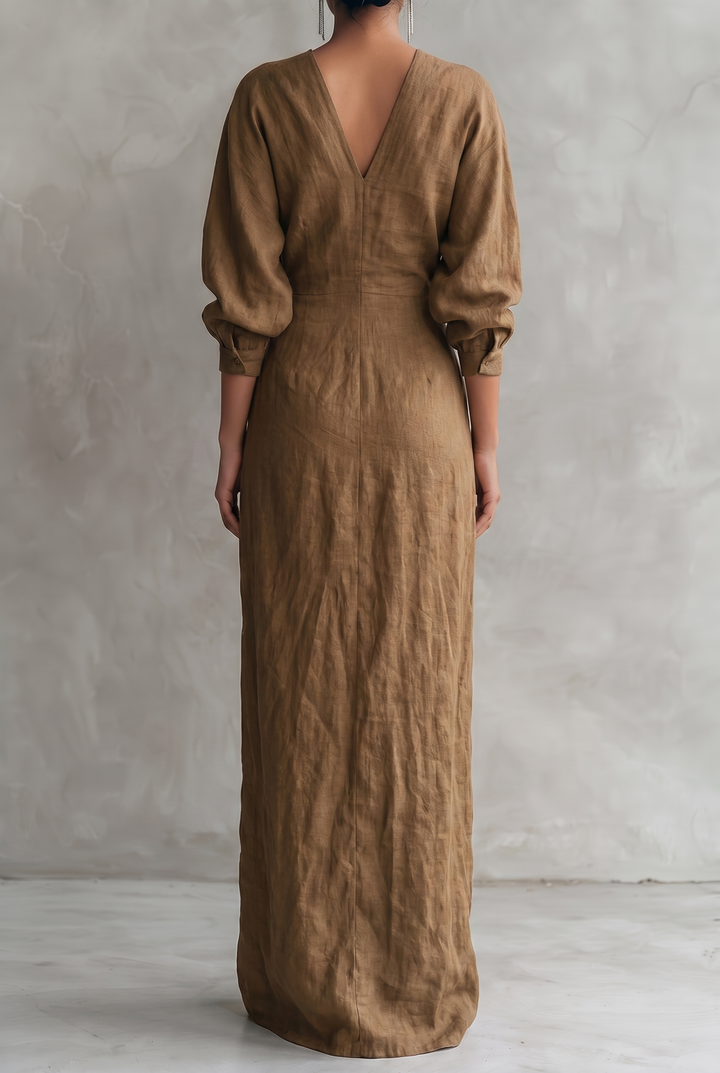 Soft, flowing women's V-neck maxi dress. Comfortable and stylish for warm weather, a perfect summer dress.