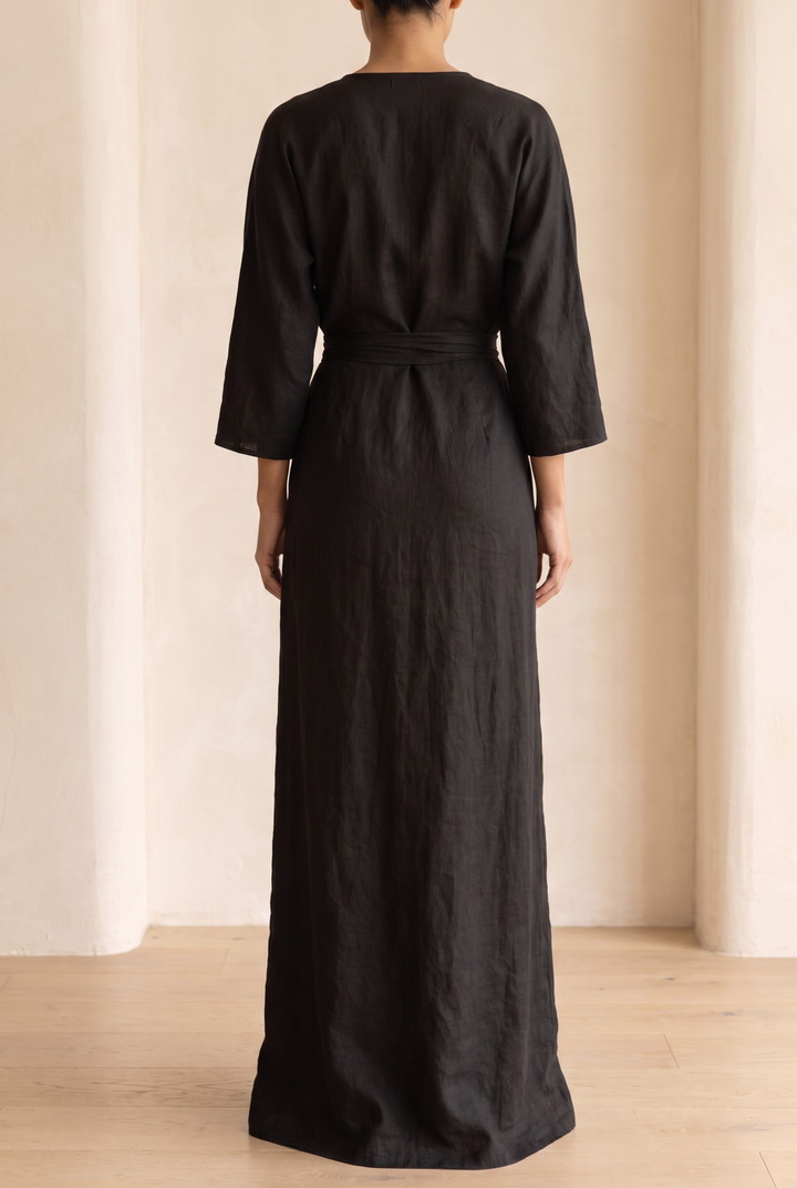 Relaxed fit women's V-neck maxi dress. Comfortable & chic for summer, beach, or casual events.