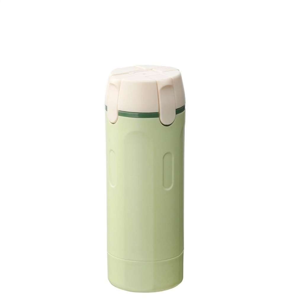 Portable 4-in-1 travel dispenser for shampoo, lotion, and other toiletries. Leak-proof & refillable for easy packing.