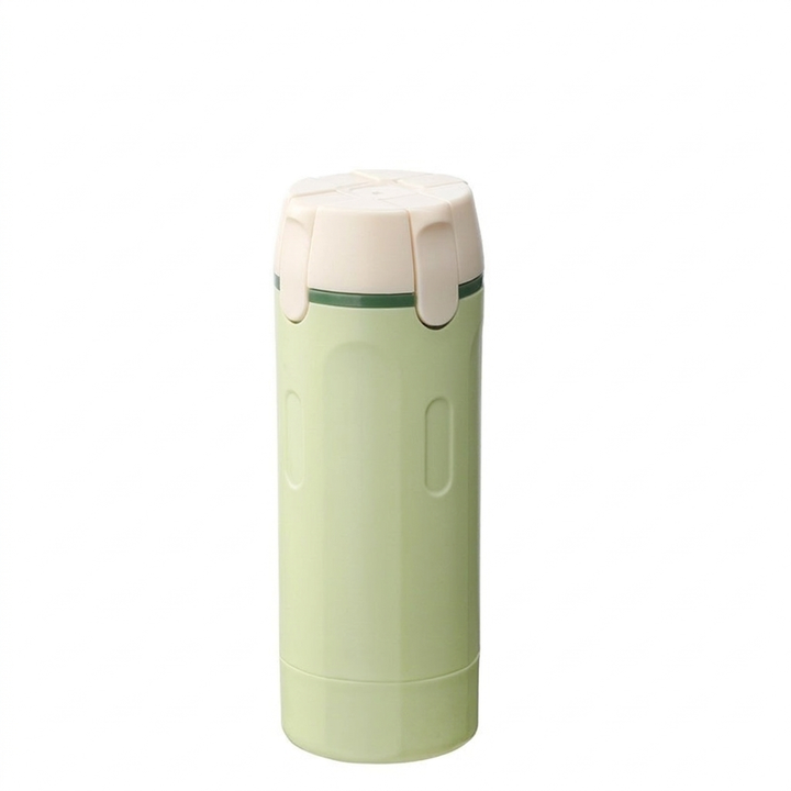Portable 4-in-1 travel dispenser for shampoo, lotion, and other toiletries. Leak-proof & refillable for easy packing.