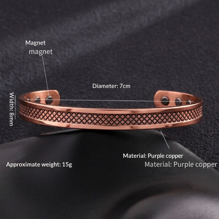 Elegant women's copper bracelet, simple minimalist design, perfect for daily wear or as a fashion accessory gift.
