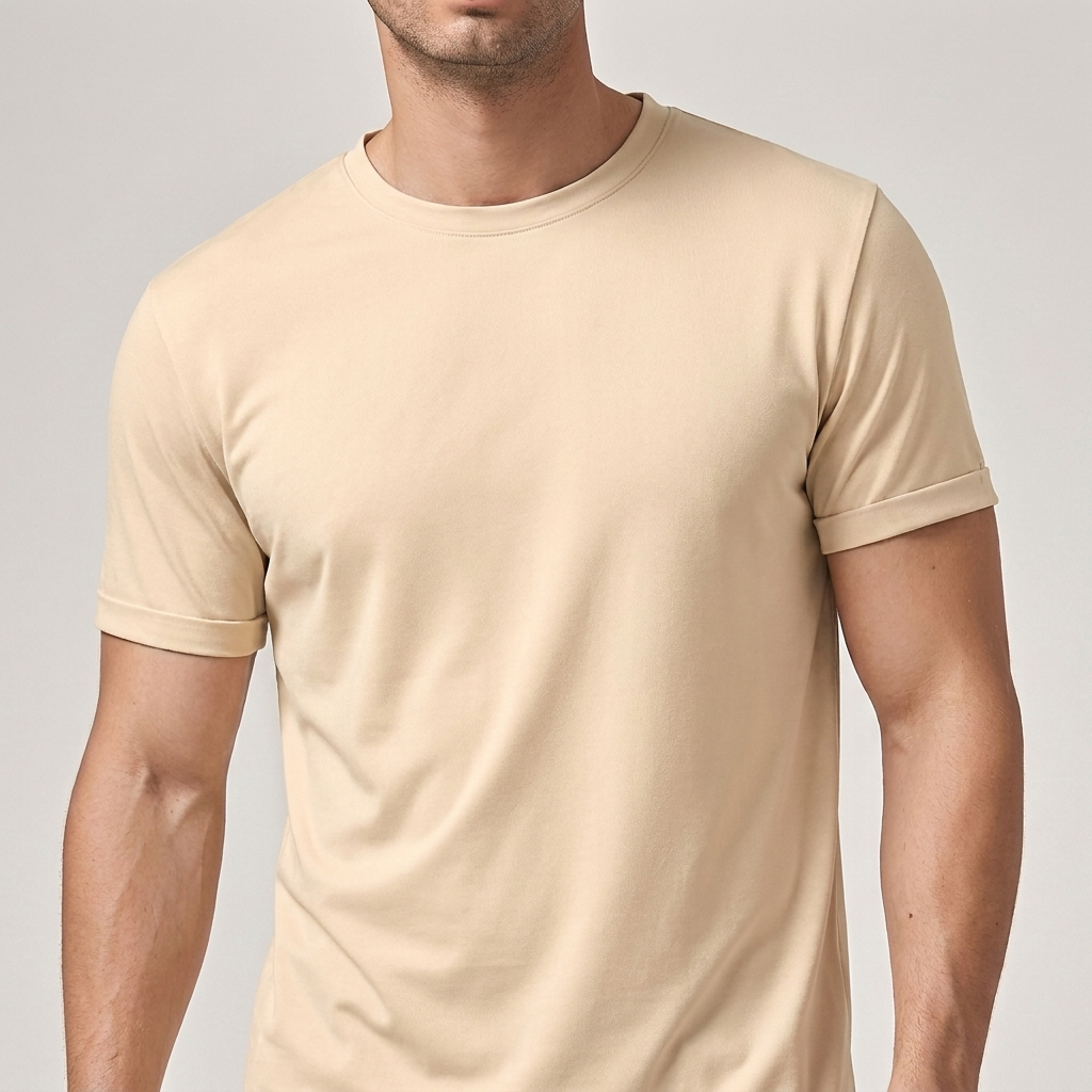 Men's short sleeve crew neck top, solid color, comfortable for any casual occasion.