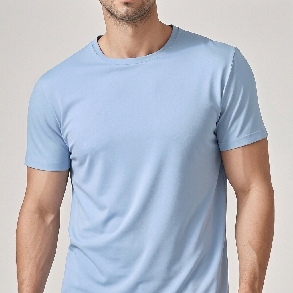 Men's casual fashion crew neck t-shirt, solid hue, short sleeve for versatile styling.