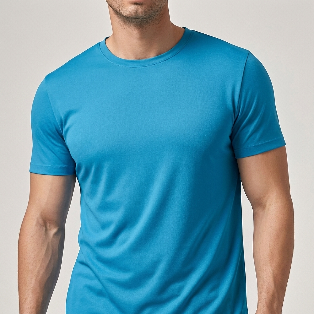 Casual men's basic tee, crew neck, short sleeve, solid color for versatile wear.