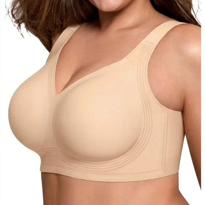 Premium full coverage wireless push-up bra, providing everyday comfort and subtle lift for women.