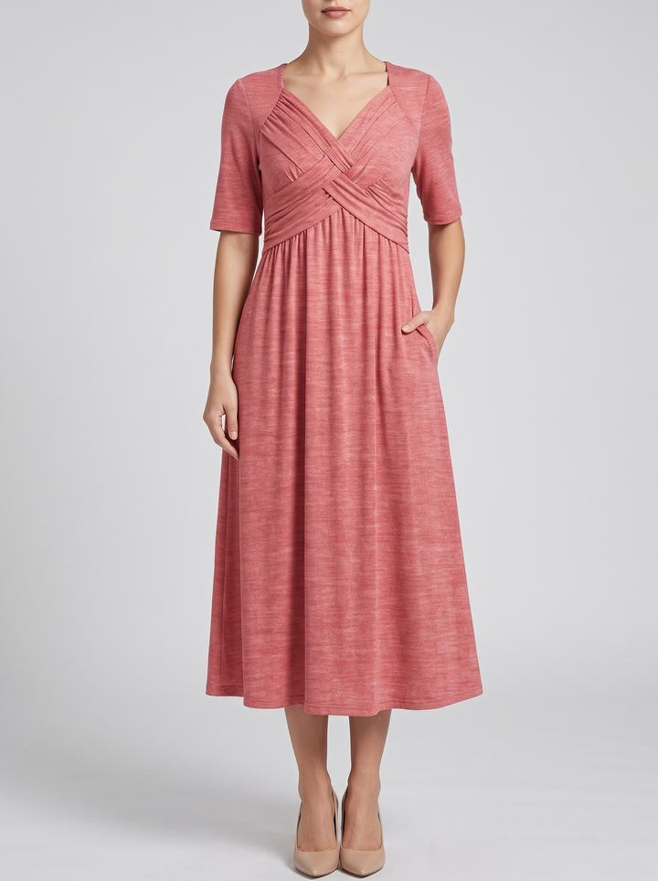Discover the elegant women's V-neck maxi dress, a flattering wrap style perfect for any event.