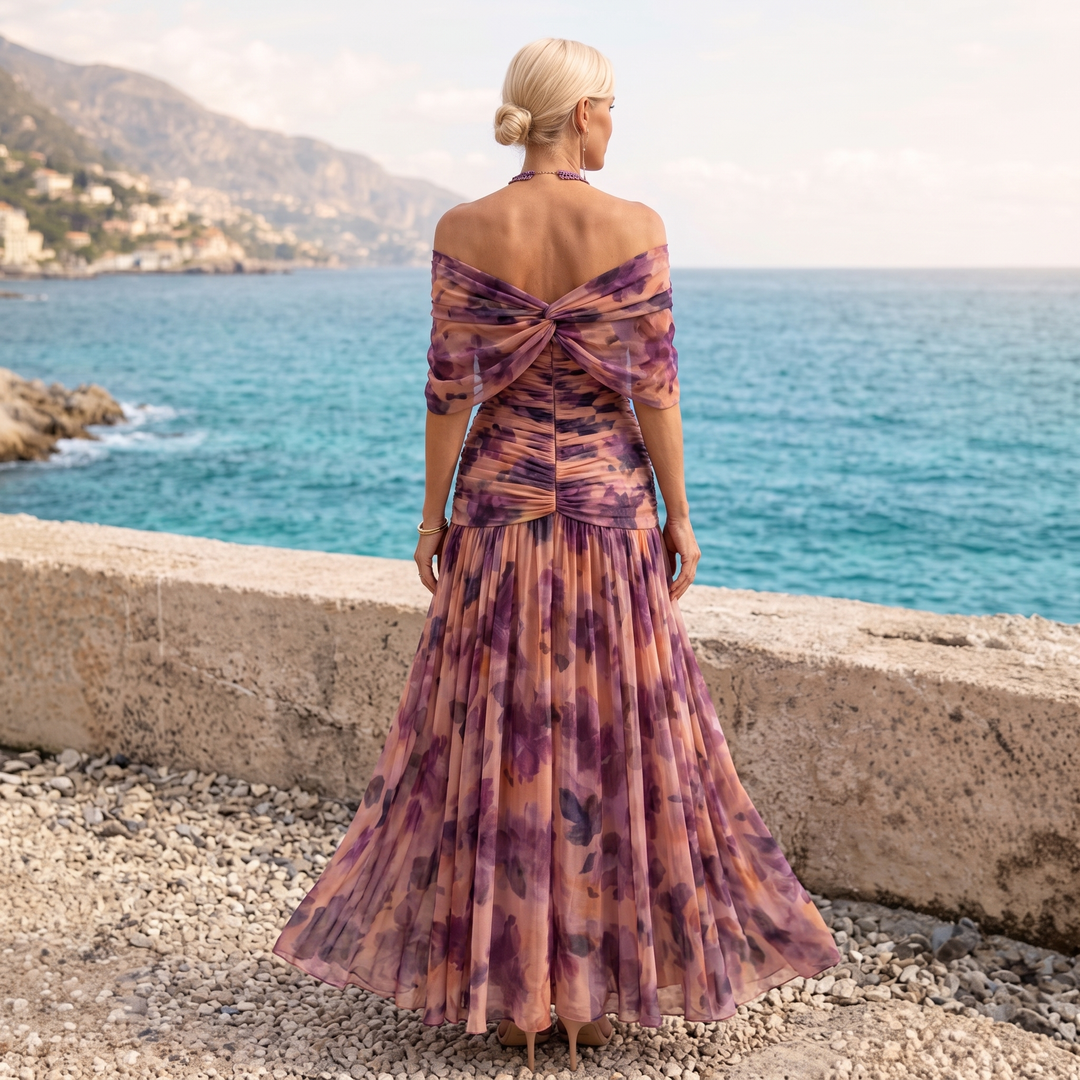 Formal off-shoulder evening gown for women, perfect for special occasions & galas.