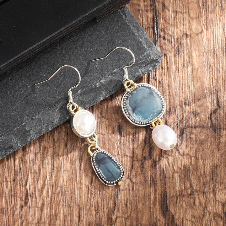 Blue Natural Stone Drop Earrings