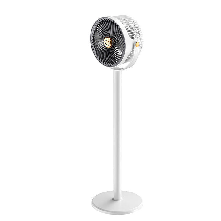 High-performance standing fan with remote control & 360° oscillation for powerful, quiet home cooling & air circulation.