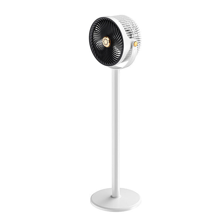 Modern floor standing fan providing quiet, portable cooling & comfortable air circulation, perfect for summer comfort.