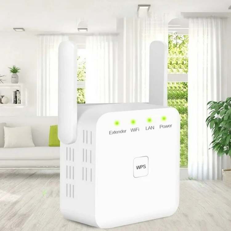 Advanced dual-band wireless repeater for 5G WiFi, improving internet speed and ensuring seamless coverage throughout your home.