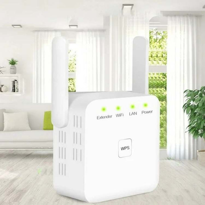 Advanced dual-band wireless repeater for 5G WiFi, improving internet speed and ensuring seamless coverage throughout your home.