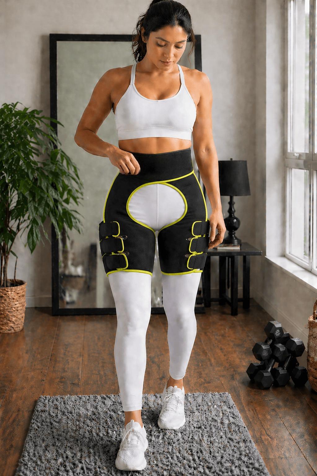 Unisex adjustable hip & thigh support band for effective pain relief during fitness workouts & daily activities.