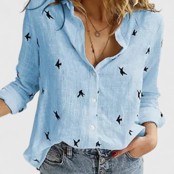 Women's Linen Button-Down Shirt Relaxed Fit