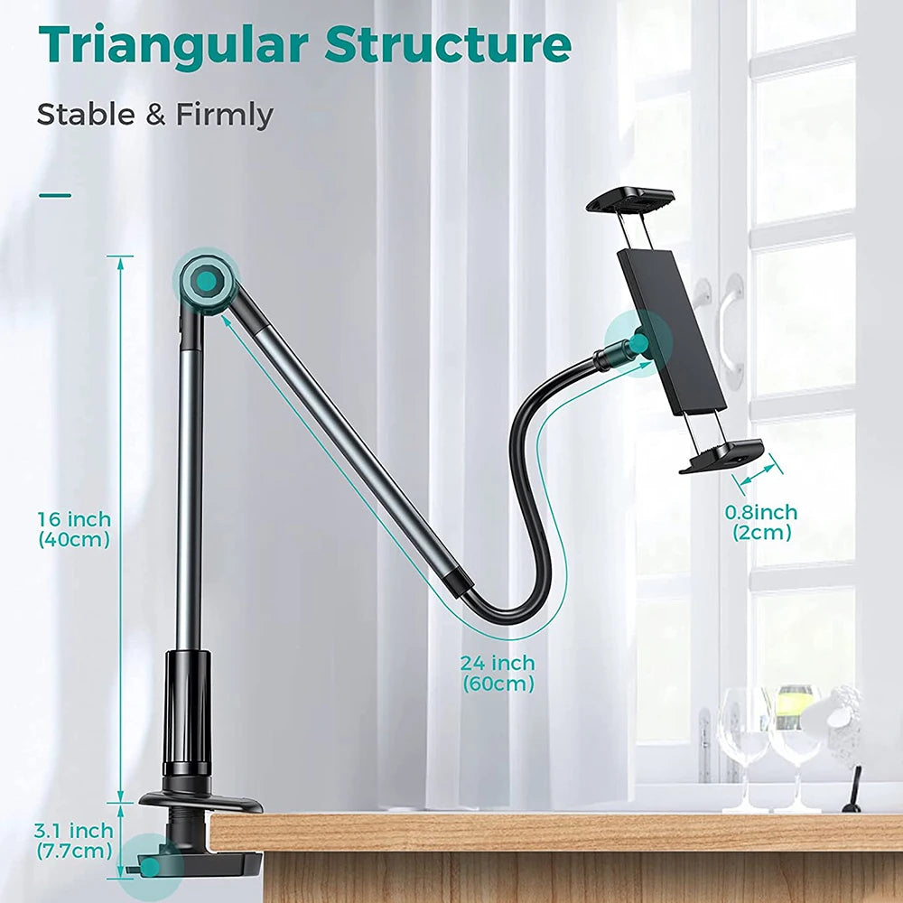 Handsfree adjustable clip mount for any phone or tablet, enhancing your viewing and multitasking experience.