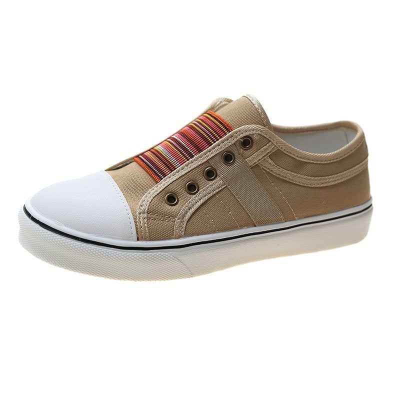 Stylish women's slip-on sneakers in light grey for comfortable everyday casual wear. Perfect for spring & summer.