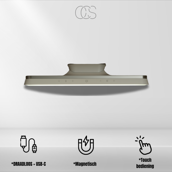Durable wireless magnetic LED lamp with long-lasting rechargeable battery. Portable task or ambient lighting.