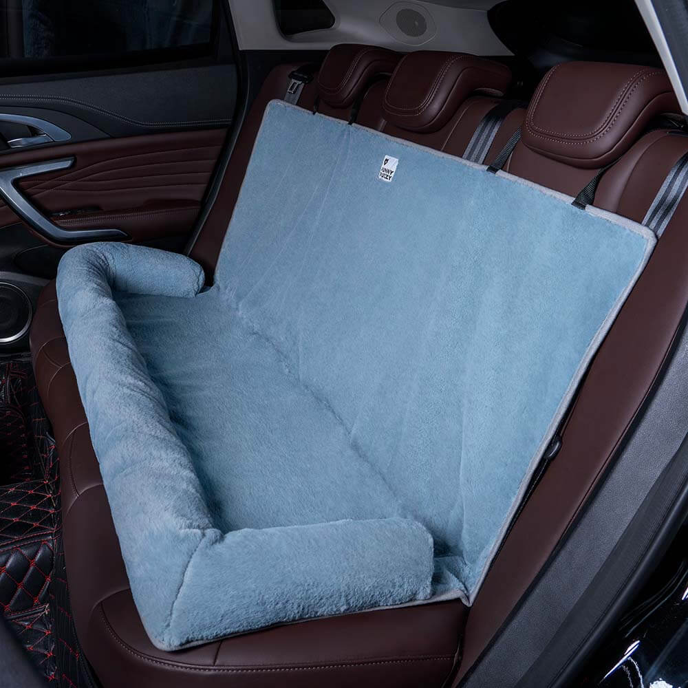 Pet car safety mat, dog seat cover & bed, non-slip, washable, for travel.