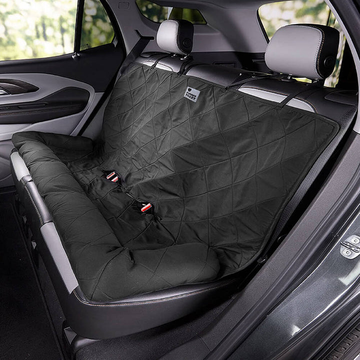 Non-slip dog seat protector, washable, ideal for pet safety & comfortable rides.