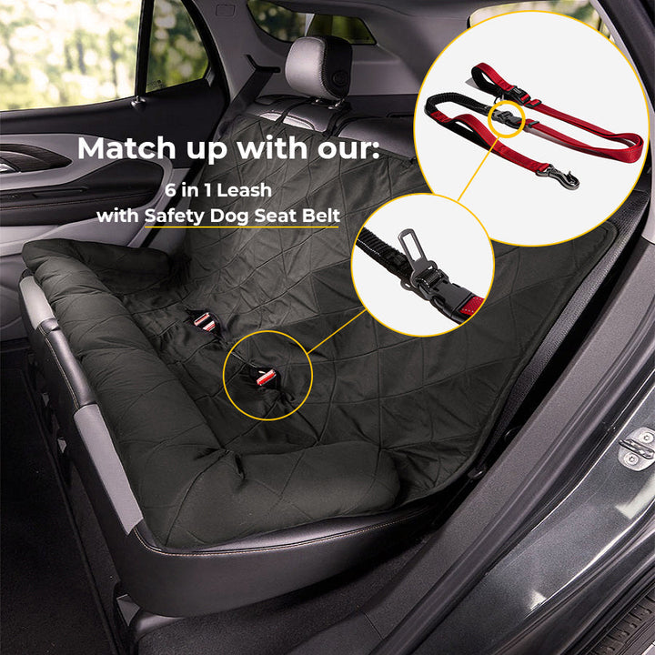 Cream khaki dog car seat cover & bed for comfortable, safe pet journeys in car.