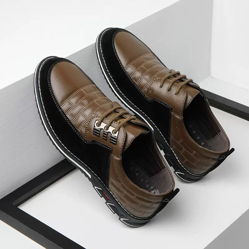 Supportive men's orthopedic lace-up shoes with a polished finish, ideal for all-day comfort.