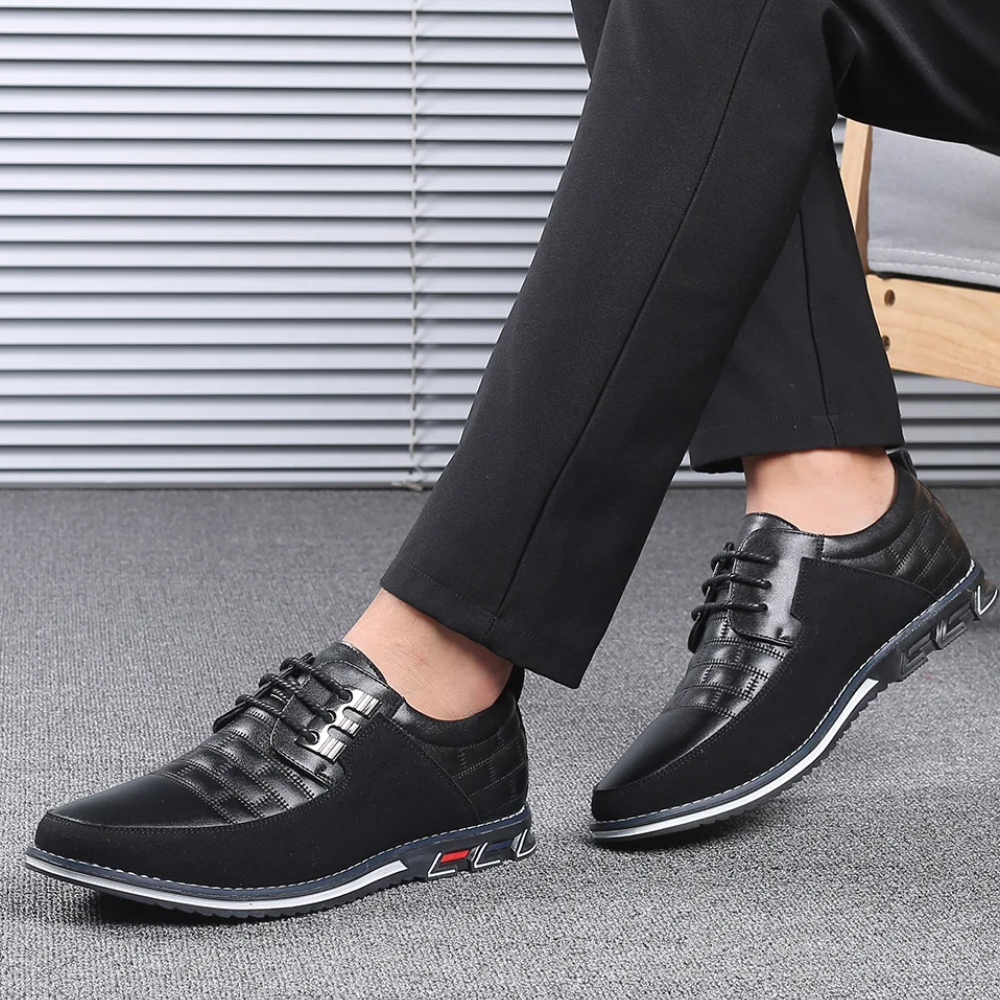 Experience all-day comfort with these polished men's orthopedic lace-up walking shoes.