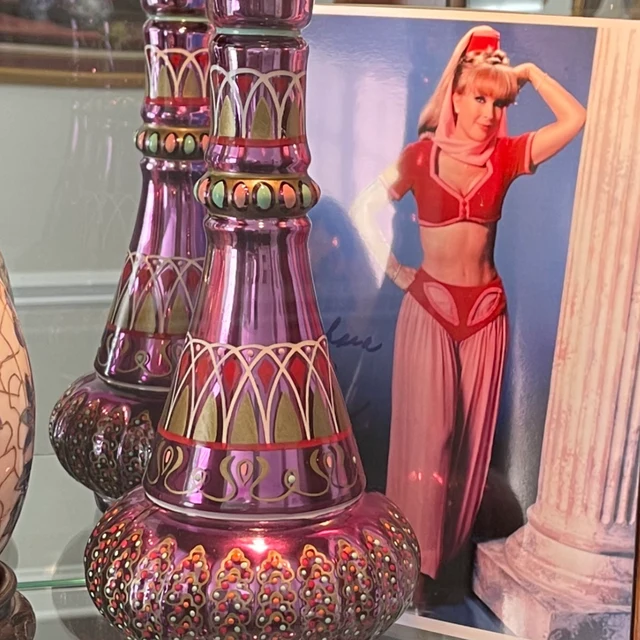 Unique gift: Hand-painted purple genie bottle, a decorative home accent.