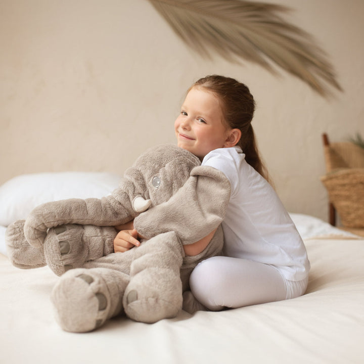 Comfy plush elephant stuffed animal, ideal for kids' rooms, a soft playtime pal & baby comfort.