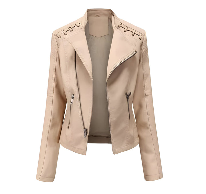 Women's elegant vintage fall jacket, long sleeve, solid color, stylish outerwear for office & casual wear.