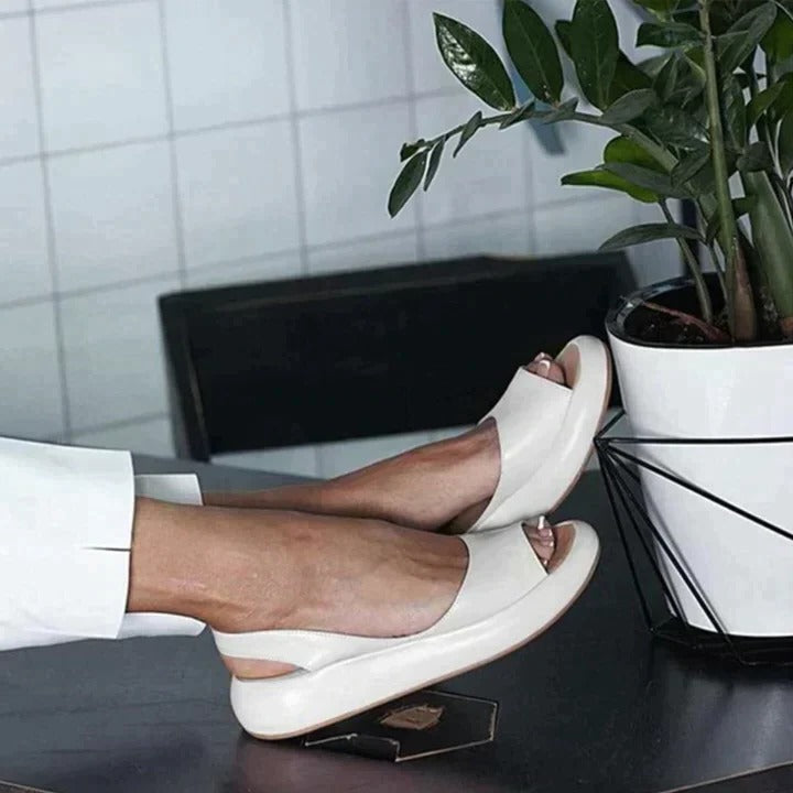 Women's Peep Toe Flatform Slide Sandals with Wide Strap
