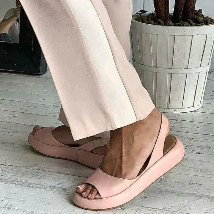 Women's Peep Toe Flatform Slide Sandals with Wide Strap
