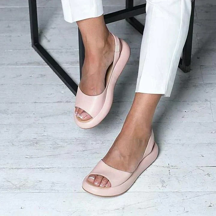 Women's Peep Toe Flatform Slide Sandals with Wide Strap
