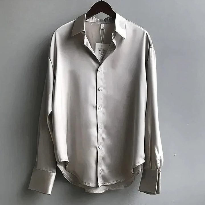 Women's Satin Long Sleeve Button Down Shirt