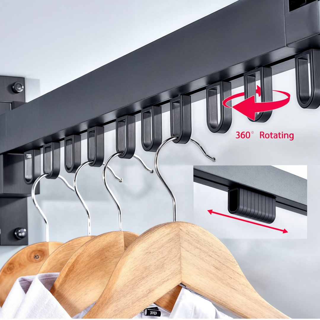 Extendable aluminum wall-mounted drying rack, ideal for laundry in small spaces and home organization.