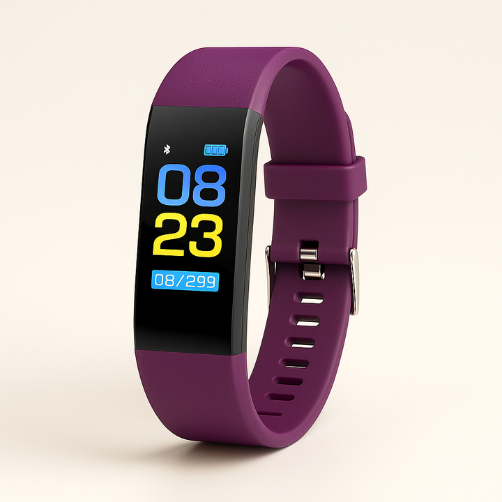 Elderly tech: Senior smartwatch tracking heart rate, steps, & sleep for active health monitoring.