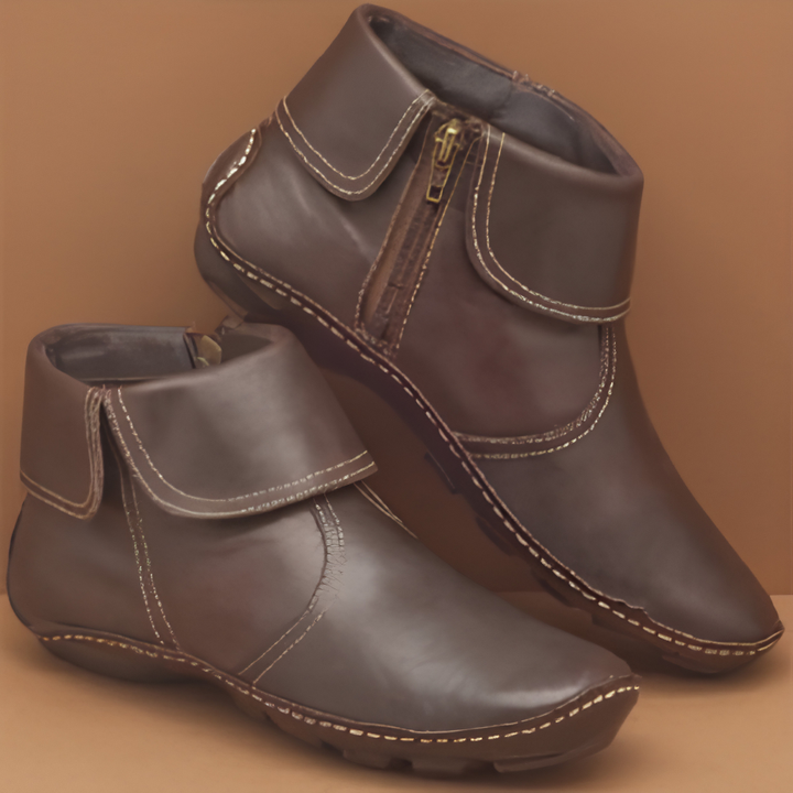 Modern elegant women's orthopedic ankle boots with side-zip closure, providing ultimate comfort & style.