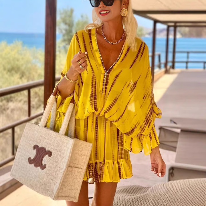 Women's V-Neck High Waist Mini Dress