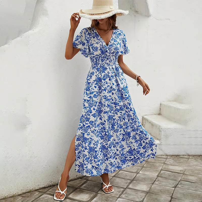 Women's Bohemian V-Neck Beach Dress