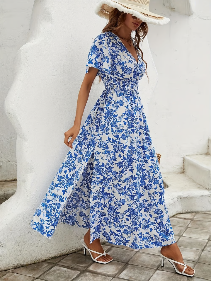 Women's Bohemian V-Neck Beach Dress